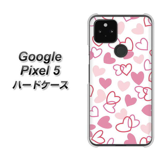 Google Pixel 5 高画質仕上げ 背面印刷 ハードケース【VA929 ハートがいっぱい ピンク】