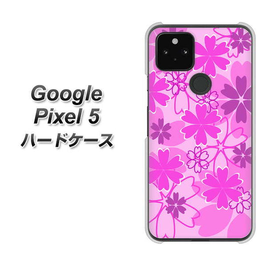 Google Pixel 5 高画質仕上げ 背面印刷 ハードケース【VA961 重なり合う花　ピンク】