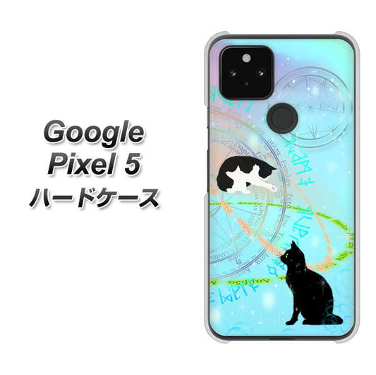 Google Pixel 5 高画質仕上げ 背面印刷 ハードケース【YJ329 魔法陣猫　キラキラ　パステル】