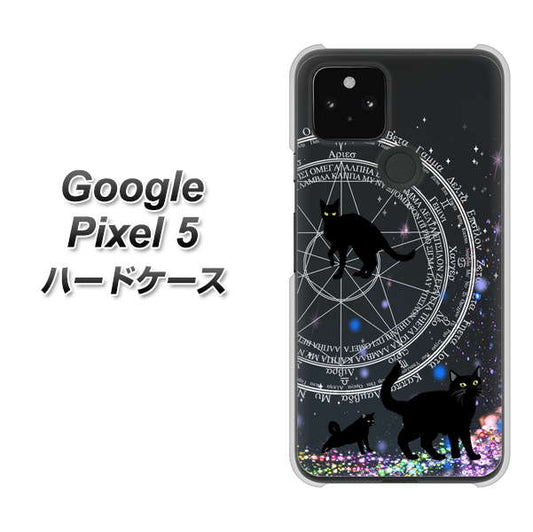 Google Pixel 5 高画質仕上げ 背面印刷 ハードケース【YJ330 魔法陣猫　キラキラ 黒猫】