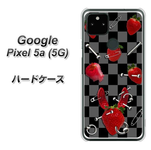 Google Pixel 5a (5G) 高画質仕上げ 背面印刷 ハードケース【AG833 苺パンク（黒）】