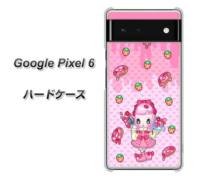 Google Pixel 6 高画質仕上げ 背面印刷 ハードケース【AG816 ストロベリードーナツ（水玉ピンク）】