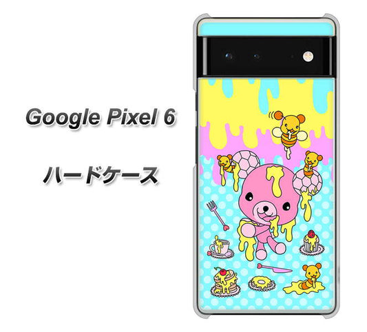 Google Pixel 6 高画質仕上げ 背面印刷 ハードケース【AG821 ハニベア（水玉水色）】