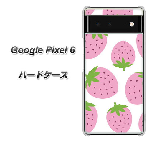 Google Pixel 6 高画質仕上げ 背面印刷 ハードケース【SC816 大きいイチゴ模様 ピンク】