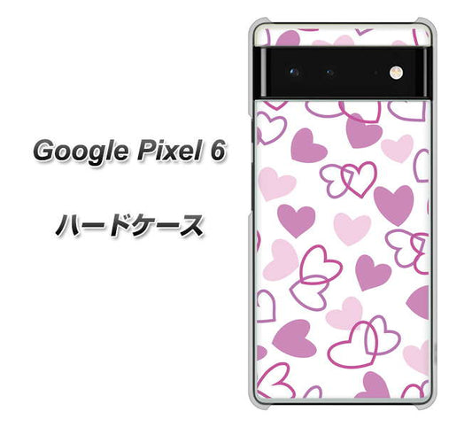 Google Pixel 6 高画質仕上げ 背面印刷 ハードケース【VA928 ハートがいっぱい パープル】