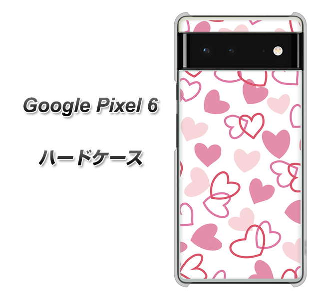 Google Pixel 6 高画質仕上げ 背面印刷 ハードケース【VA929 ハートがいっぱい ピンク】