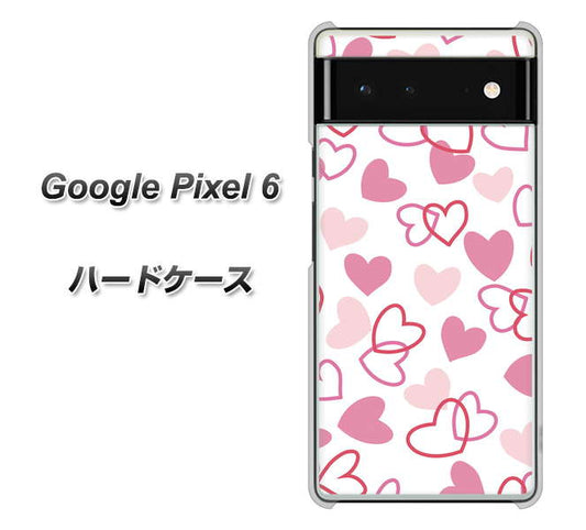 Google Pixel 6 高画質仕上げ 背面印刷 ハードケース【VA929 ハートがいっぱい ピンク】