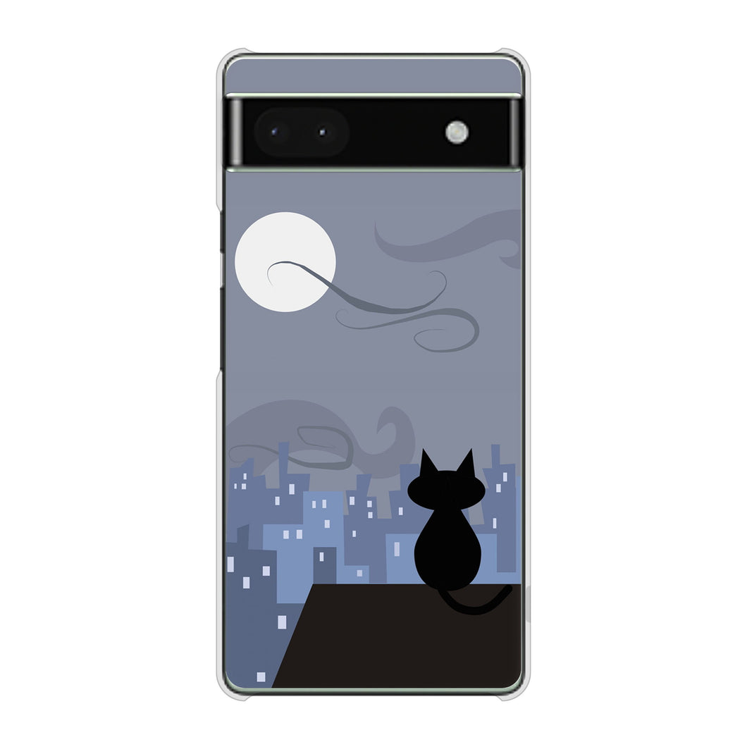 Google Pixel 6a 高画質仕上げ 背面印刷 ハードケース 夜とネコ