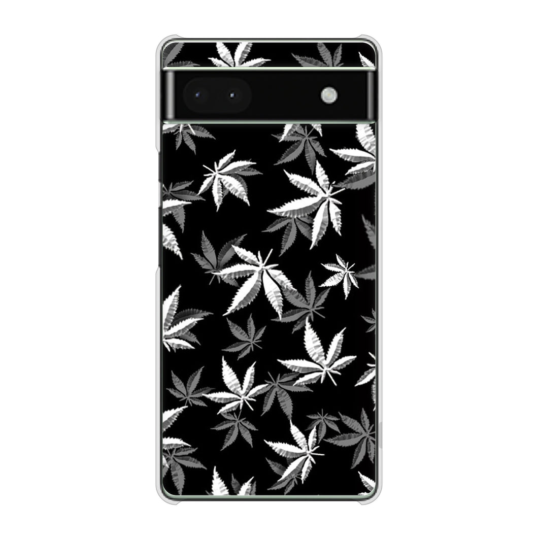 Google Pixel 6a 高画質仕上げ 背面印刷 ハードケース 【064 モノトーン大麻ブラック】