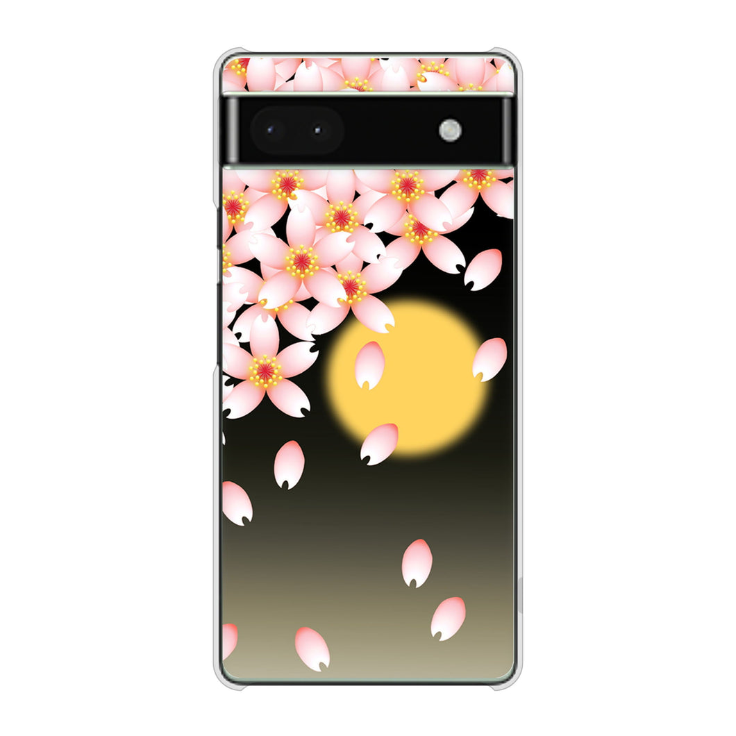 Google Pixel 6a 高画質仕上げ 背面印刷 ハードケース 【136 満月と夜桜】