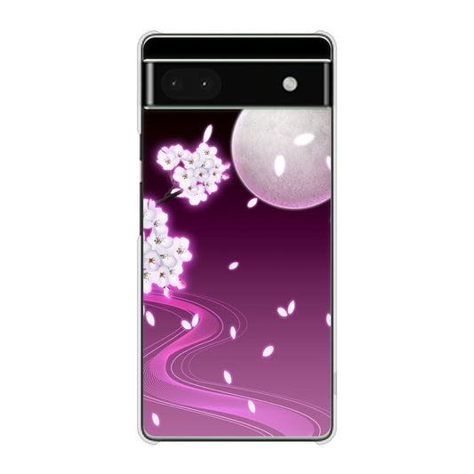 Google Pixel 6a 高画質仕上げ 背面印刷 ハードケース 【1223 紫に染まる月と桜】