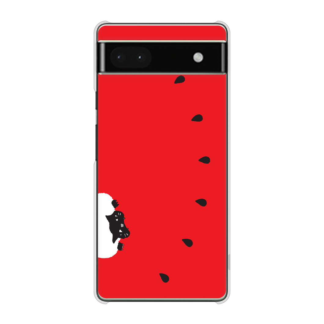 Google Pixel 6a 高画質仕上げ 背面印刷 ハードケース すいかをかじるネコ