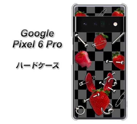 Google Pixel 6 Pro 高画質仕上げ 背面印刷 ハードケース【AG833 苺パンク（黒）】