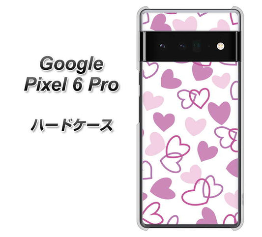 Google Pixel 6 Pro 高画質仕上げ 背面印刷 ハードケース【VA928 ハートがいっぱい パープル】