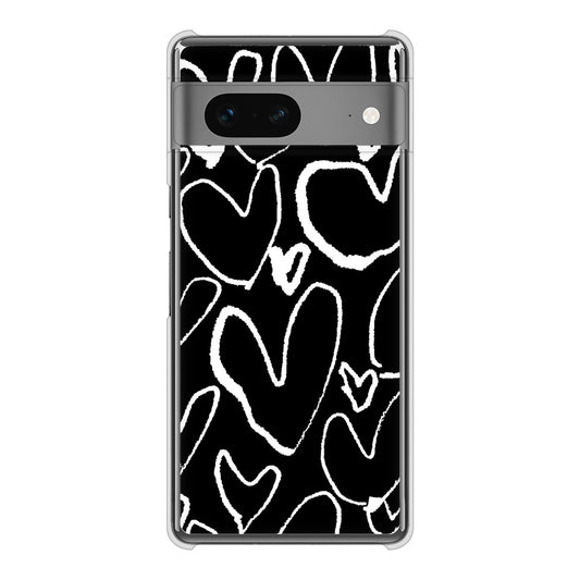 Google Pixel 7 高画質仕上げ 背面印刷 ハードケース 【1124 ハート BK＆WH】