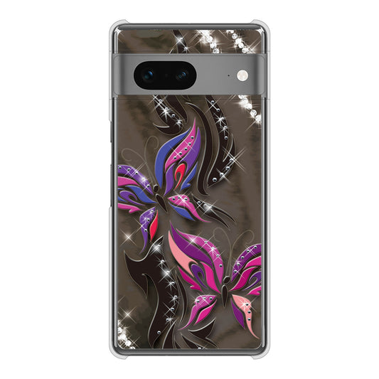 Google Pixel 7 高画質仕上げ 背面印刷 ハードケース 【1164 キラめくストーンと蝶】