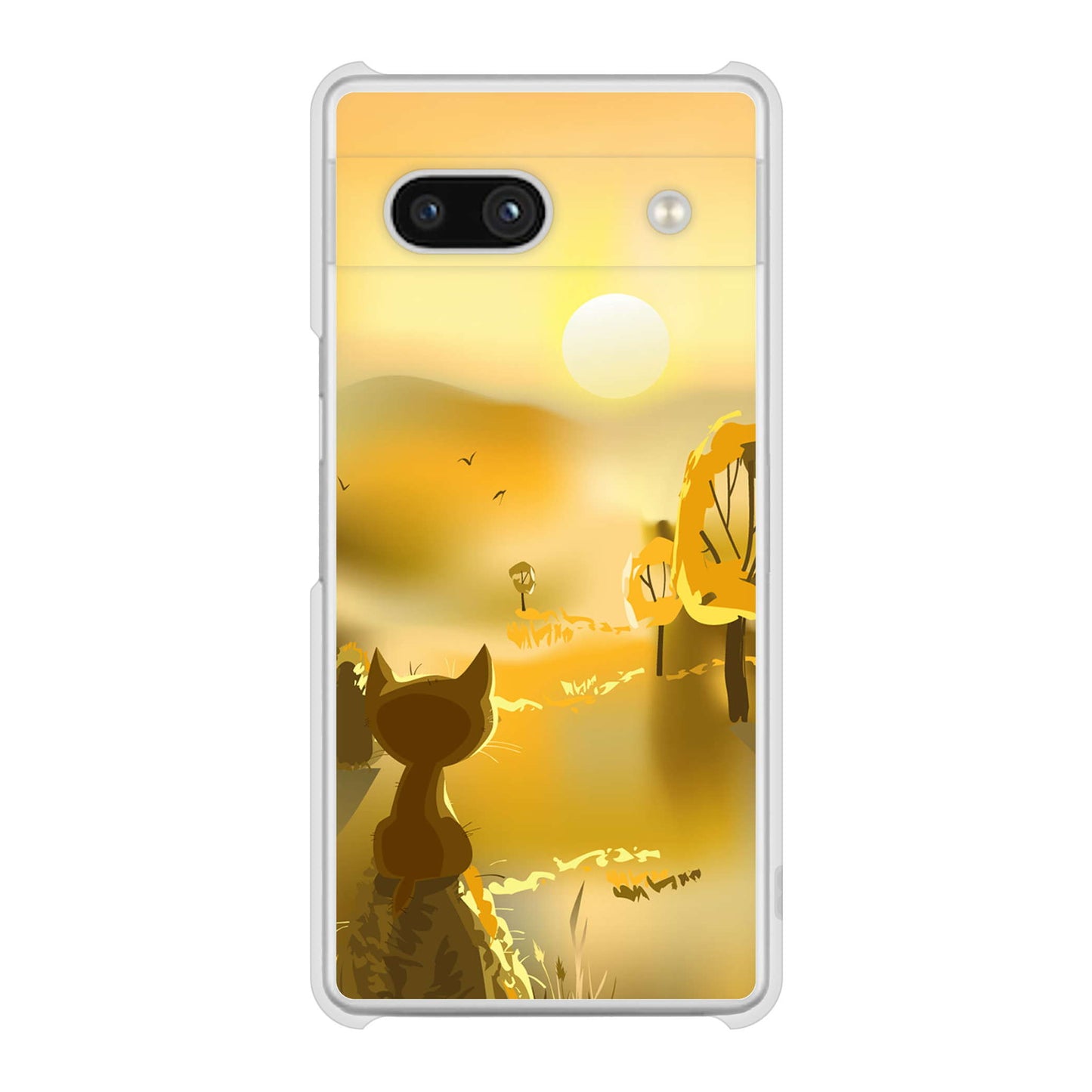 Google Pixel 7a 高画質仕上げ 背面印刷 ハードケース 【400 たそがれの猫】