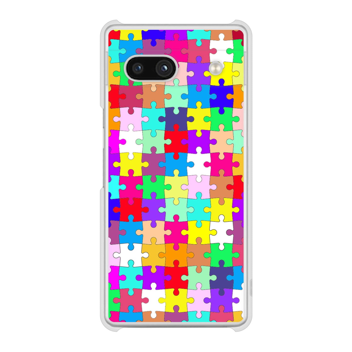 Google Pixel 7a 高画質仕上げ 背面印刷 ハードケース 【727 カラフルパズル】