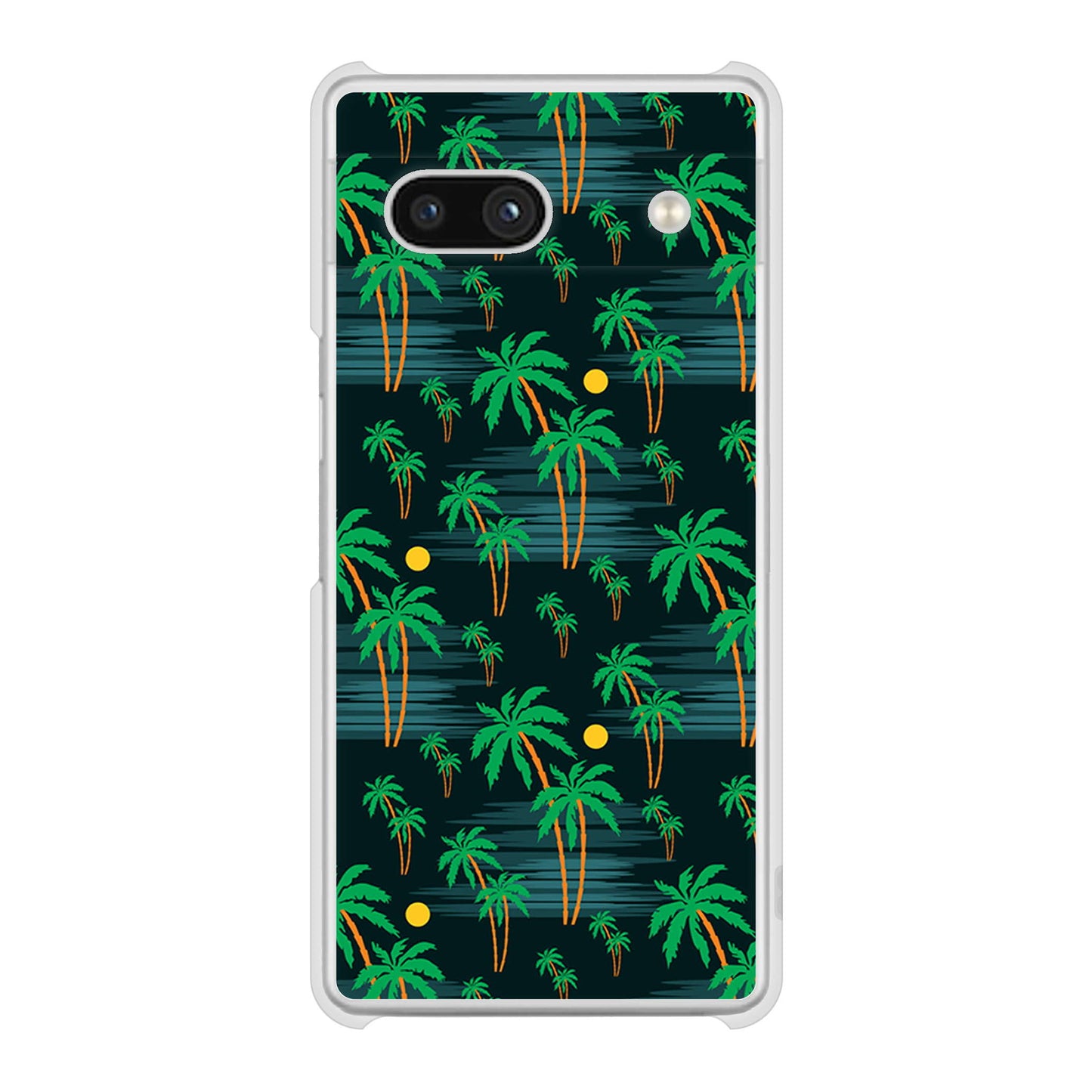 Google Pixel 7a 高画質仕上げ 背面印刷 ハードケース 【1315 月夜とヤシ】