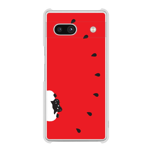 Google Pixel 7a 高画質仕上げ 背面印刷 ハードケースすいかをかじるネコ