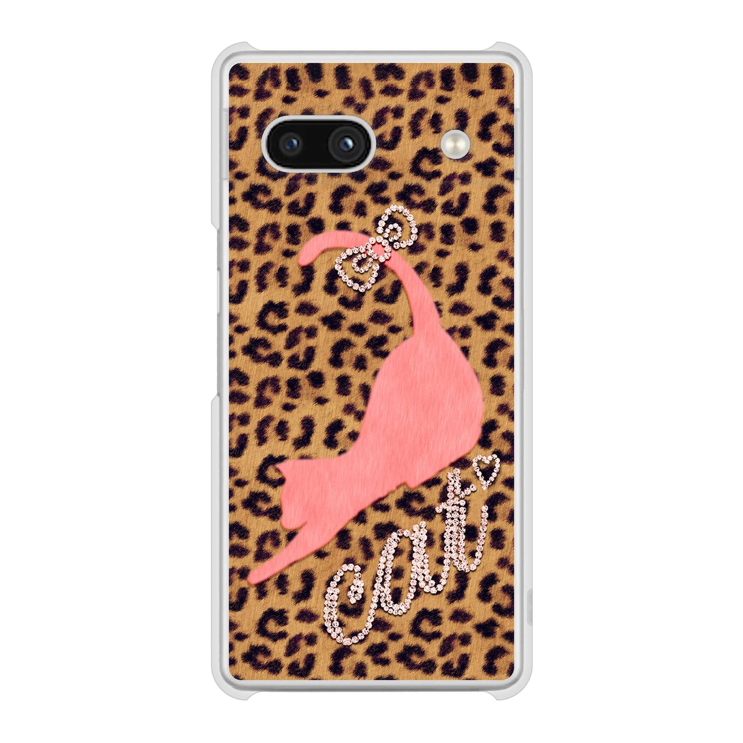 Google Pixel 7a 高画質仕上げ 背面印刷 ハードケース 【KG801 キャットレオパード（ブラウン）】