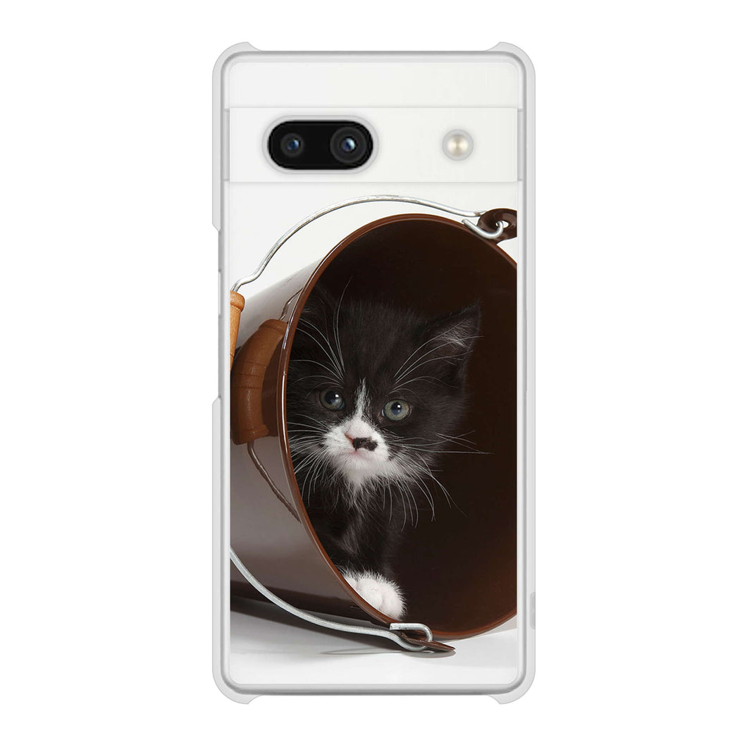 Google Pixel 7a 高画質仕上げ 背面印刷 ハードケース 【VA800 ネコとバケツ】