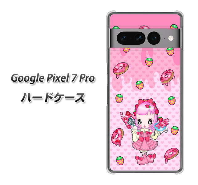 Google Pixel 7 Pro 高画質仕上げ 背面印刷 ハードケース【AG816 ストロベリードーナツ（水玉ピンク）】