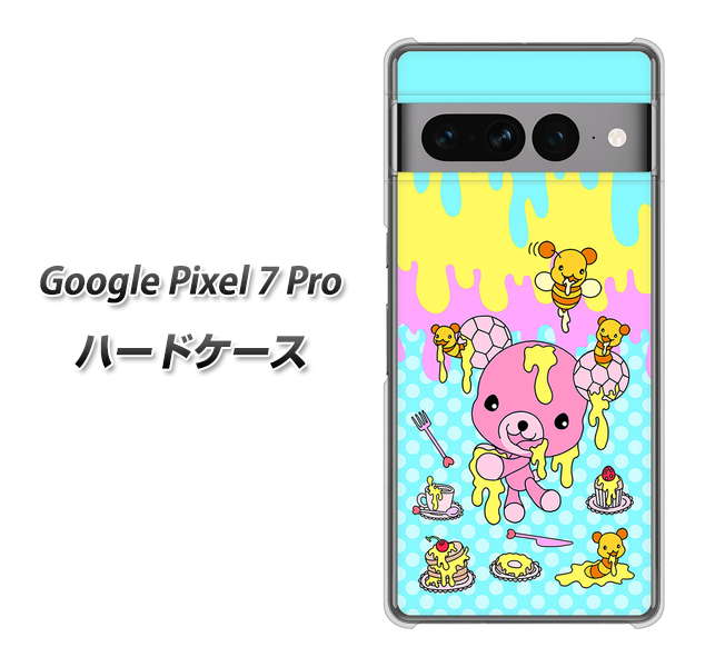 Google Pixel 7 Pro 高画質仕上げ 背面印刷 ハードケース【AG821 ハニベア（水玉水色）】