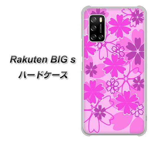 楽天モバイル Rakuten BIGs 高画質仕上げ 背面印刷 ハードケース【VA961 重なり合う花　ピンク】