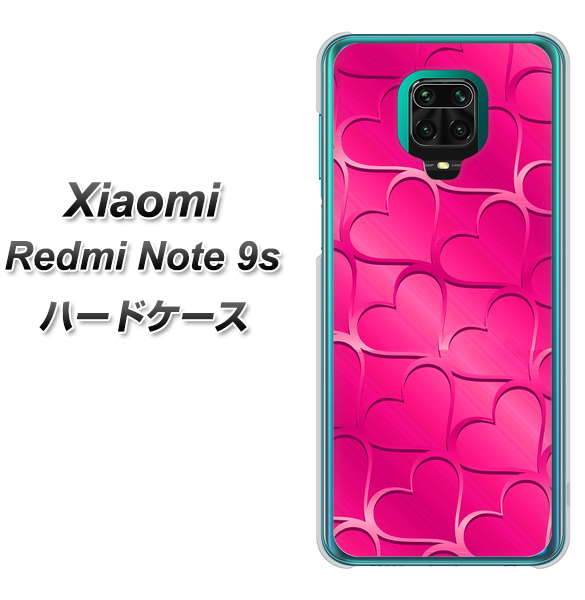 Xiaomi（シャオミ）Redmi Note 9s 高画質仕上げ 背面印刷 ハードケース【1347 かくれハート（ショッキングピンク）】