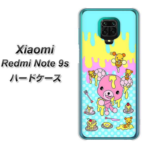 Xiaomi（シャオミ）Redmi Note 9s 高画質仕上げ 背面印刷 ハードケース【AG821 ハニベア（水玉水色）】