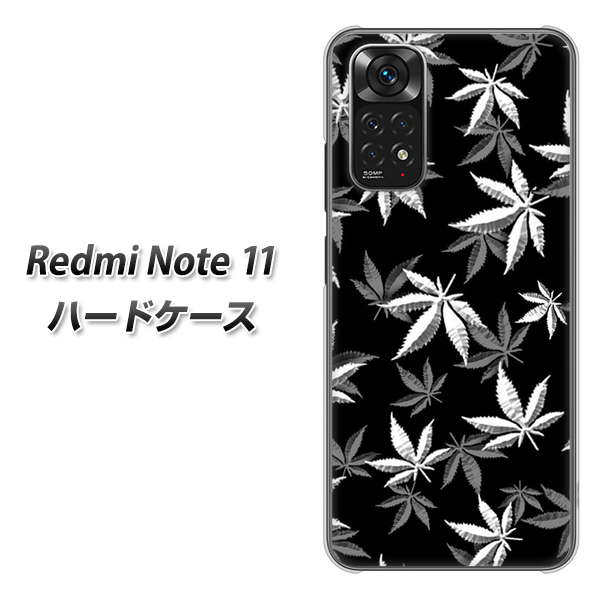 Redmi Note 11 高画質仕上げ 背面印刷 ハードケース【064 モノトーン大麻ブラック】