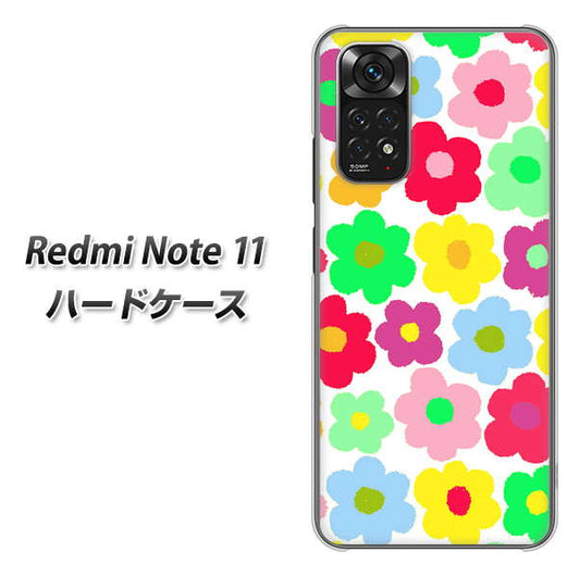 Redmi Note 11 高画質仕上げ 背面印刷 ハードケース【758 ルーズフラワーカラフル】