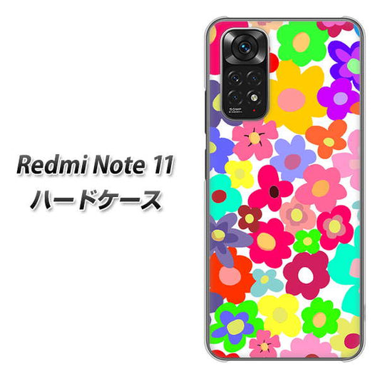 Redmi Note 11 高画質仕上げ 背面印刷 ハードケース【782 春のルーズフラワーWH】
