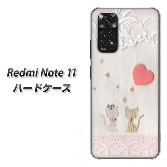 Redmi Note 11 高画質仕上げ 背面印刷 ハードケース【1104 クラフト写真ネコ（ハートM）】