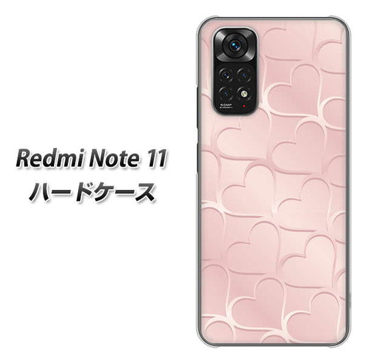 Redmi Note 11 高画質仕上げ 背面印刷 ハードケース【1340 かくれハート（ローズピンク）】