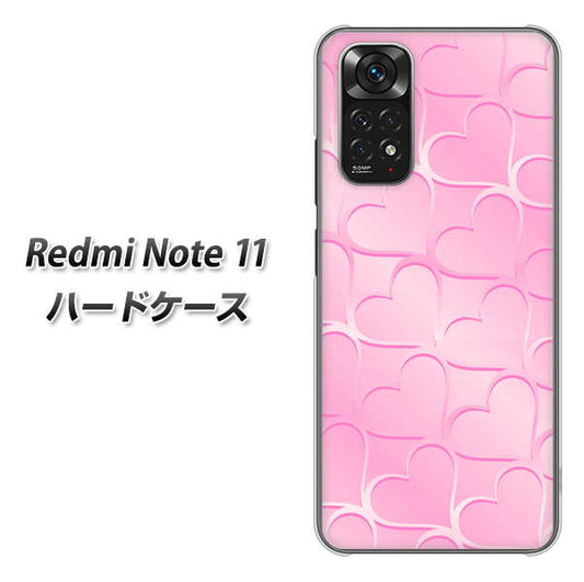 Redmi Note 11 高画質仕上げ 背面印刷 ハードケース【1342 かくれハート（ピンク）】