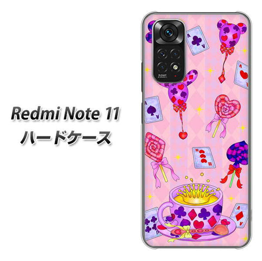 Redmi Note 11 高画質仕上げ 背面印刷 ハードケース【AG817 トランプティー（ピンク）】