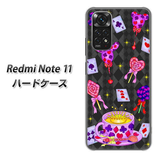 Redmi Note 11 高画質仕上げ 背面印刷 ハードケース【AG818 トランプティー（黒）】