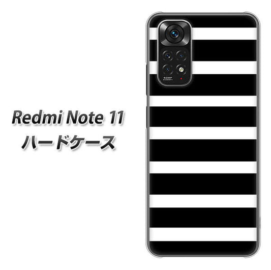 Redmi Note 11 高画質仕上げ 背面印刷 ハードケース【EK879 ボーダーブラック（L）】