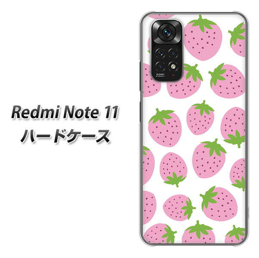 Redmi Note 11 高画質仕上げ 背面印刷 ハードケース【SC809 小さいイチゴ模様 ピンク】