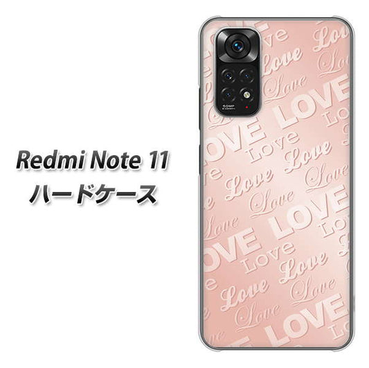 Redmi Note 11 高画質仕上げ 背面印刷 ハードケース【SC841 エンボス風LOVEリンク（ローズピンク）】