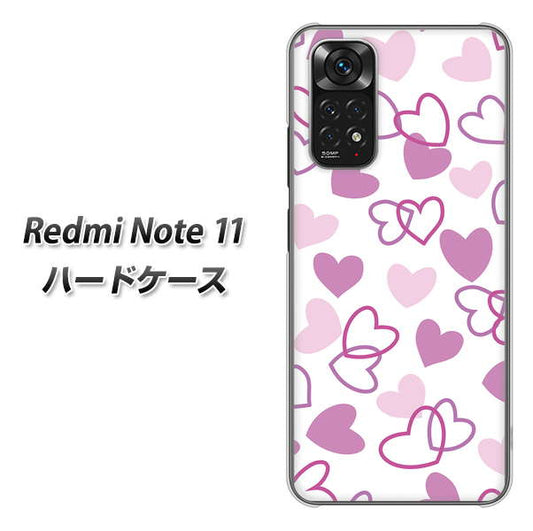 Redmi Note 11 高画質仕上げ 背面印刷 ハードケース【VA928 ハートがいっぱい パープル】