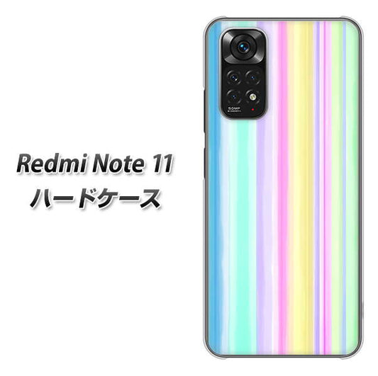 Redmi Note 11 高画質仕上げ 背面印刷 ハードケース【YJ313 ストライプ レインボー】