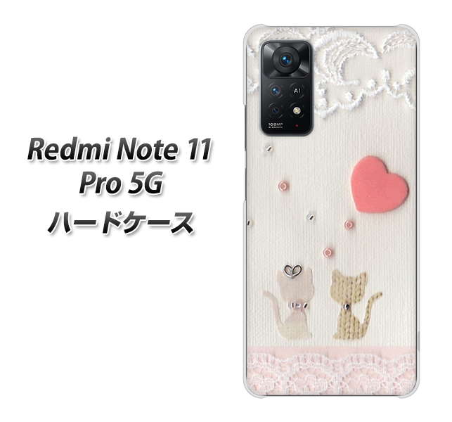 Redmi Note 11 Pro 5G 高画質仕上げ 背面印刷 ハードケース【1104 クラフト写真ネコ（ハートM）】