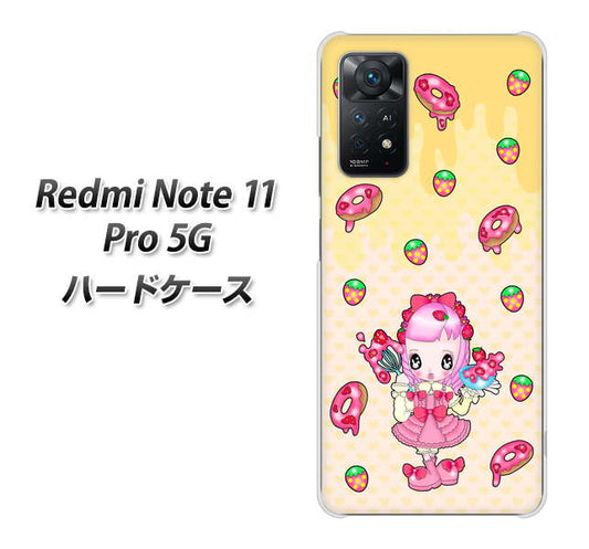 Redmi Note 11 Pro 5G 高画質仕上げ 背面印刷 ハードケース【AG815 ストロベリードーナツ（水玉黄）】