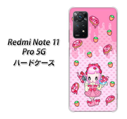 Redmi Note 11 Pro 5G 高画質仕上げ 背面印刷 ハードケース【AG816 ストロベリードーナツ（水玉ピンク）】