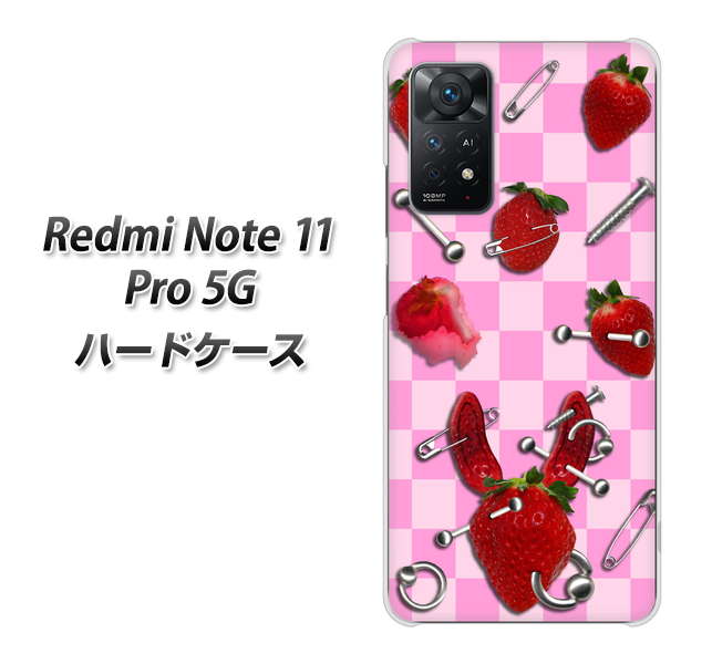 Redmi Note 11 Pro 5G 高画質仕上げ 背面印刷 ハードケース【AG832 苺パンク（ピンク）】