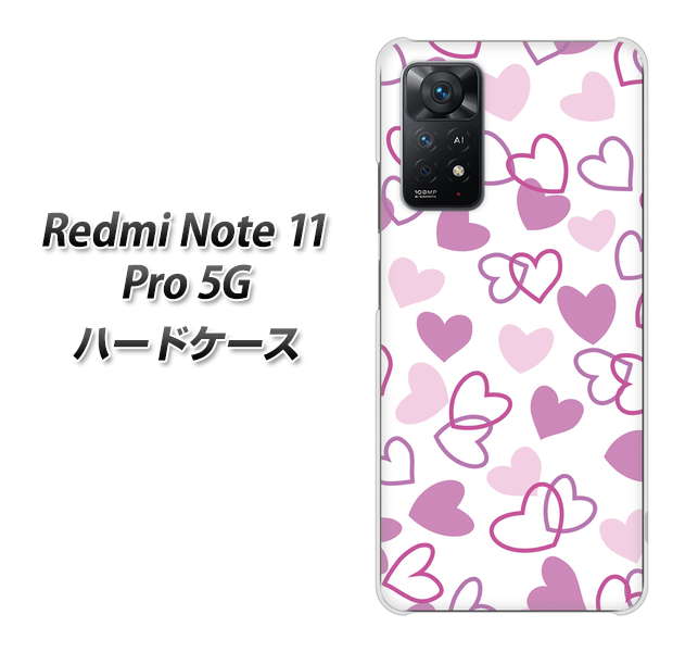 Redmi Note 11 Pro 5G 高画質仕上げ 背面印刷 ハードケース【VA928 ハートがいっぱい パープル】