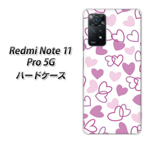 Redmi Note 11 Pro 5G 高画質仕上げ 背面印刷 ハードケース【VA928 ハートがいっぱい パープル】